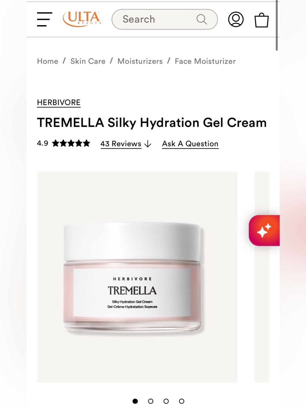 ✨NIB✨ Herbivore Tremella Silky Hydration Gel Cream